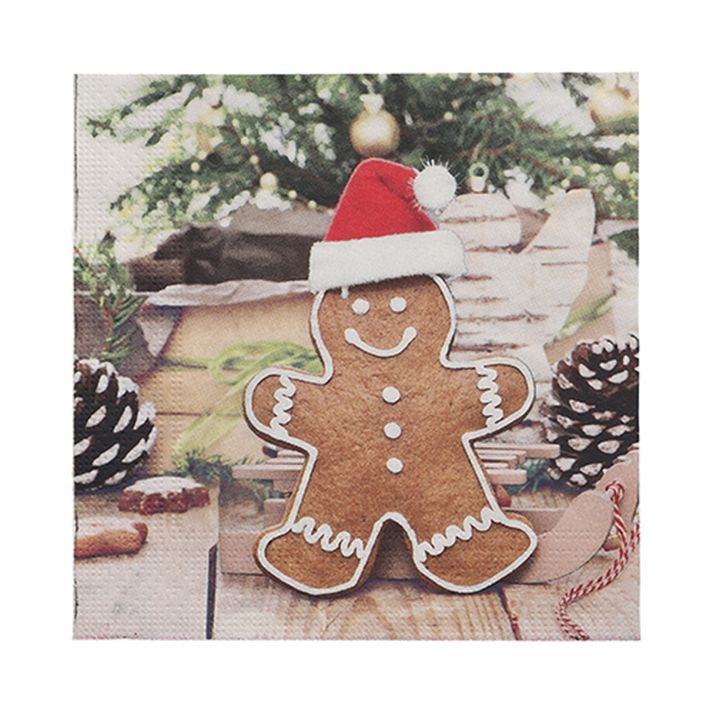 Papstar Servietten, 3-lagig 1/4-Falz 33 cm x 33 cm "Gingerbread Man"
