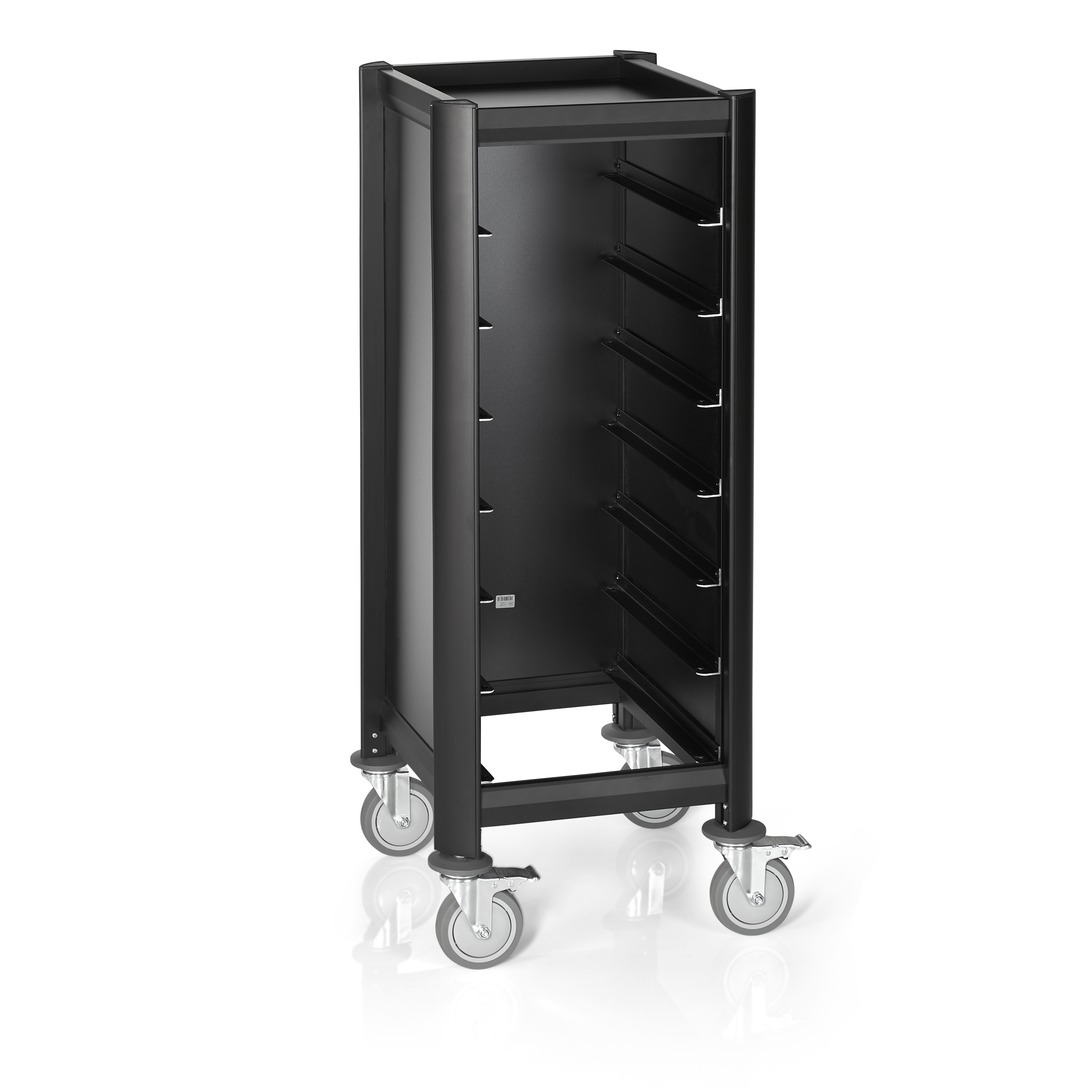 WAS Tablettwagen SINGLE MENSA BLACK, für 7 Tabletts, schwarz, 51,5 x 47,5 x 125 