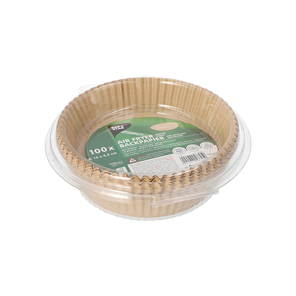 Papstar Backpapiere Ø 16 cm · 4,5 cm braun für Heißluftfritteusen
