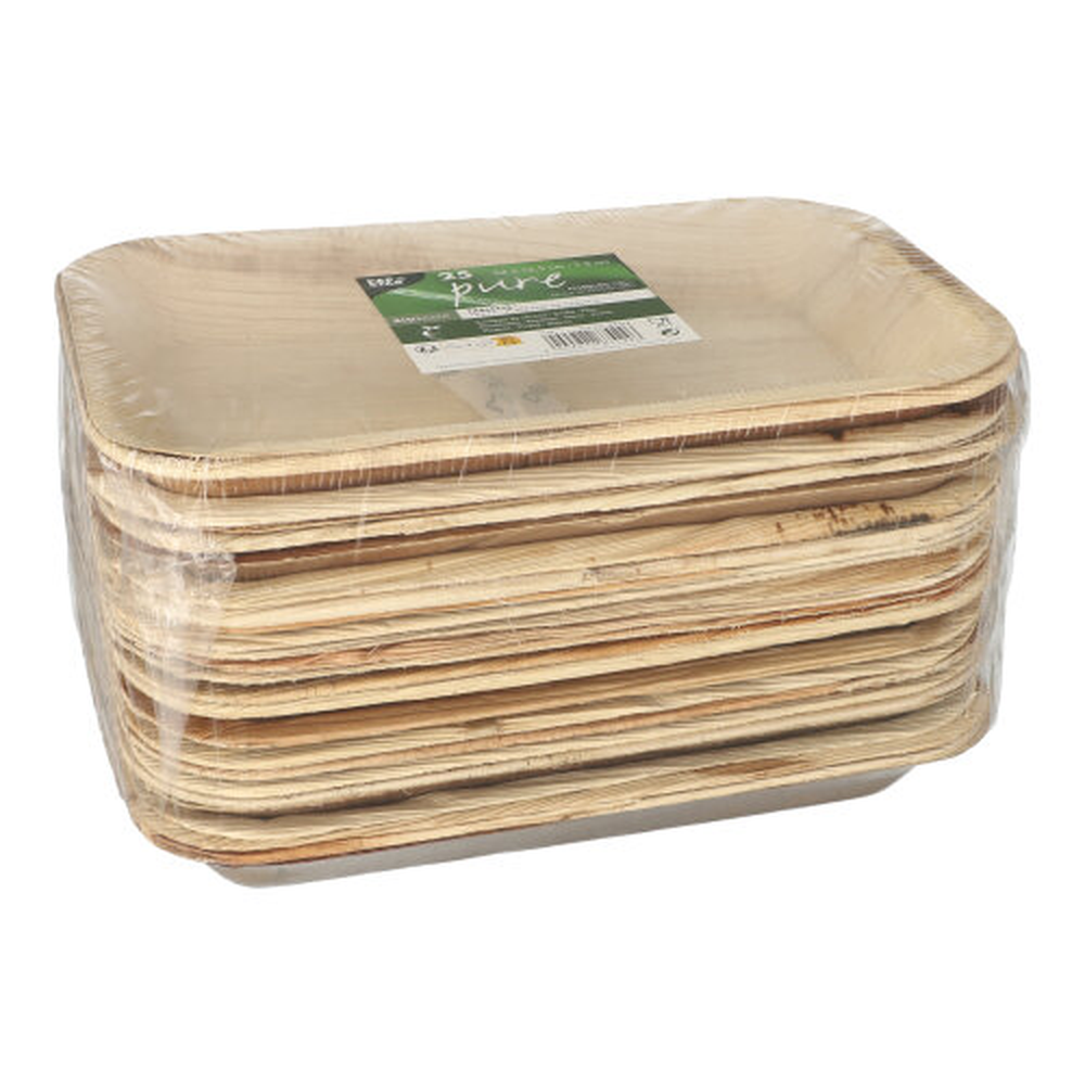 Papstar Tabletts, Palmblatt "pure" eckig 24 cm x 16,5 cm x 2 cm