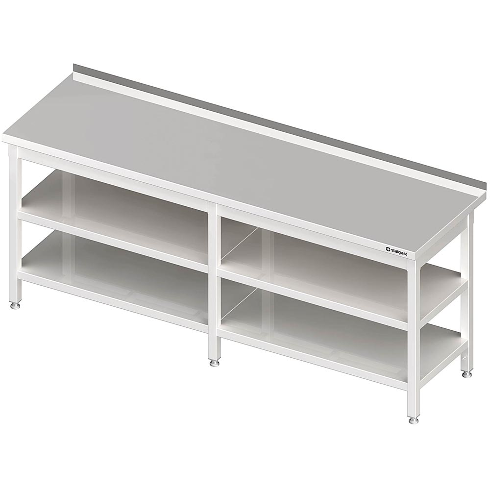 Stalgast Arbeitstisch mit Grund- und Zwischenboden, 2500x700x850 mm, mit Aufkant