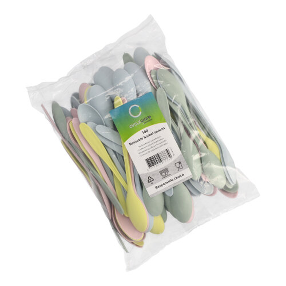 PAPSTAR Circulware Mehrweg-Sorbetlöffel PP-MF 17,5 cm farbig sortiert extr