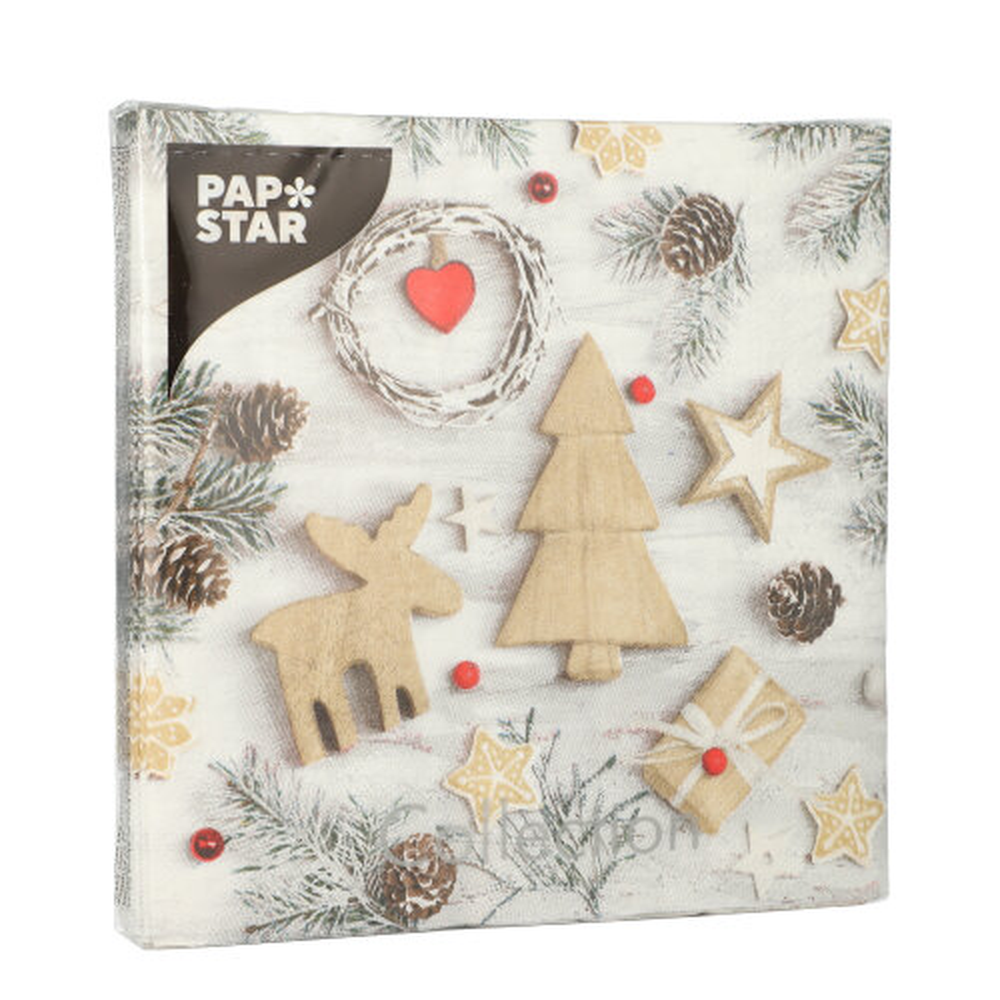 Papstar Servietten, 3-lagig 1/4-Falz 33 cm x 33 cm "Winter Potpourri"