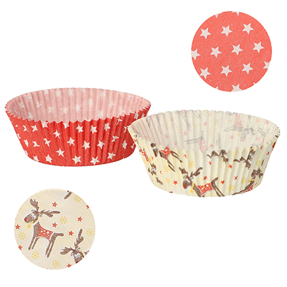 Papstar Backförmchen Ø 5 cm · 2,5 cm "Elk & Stars" sortiert