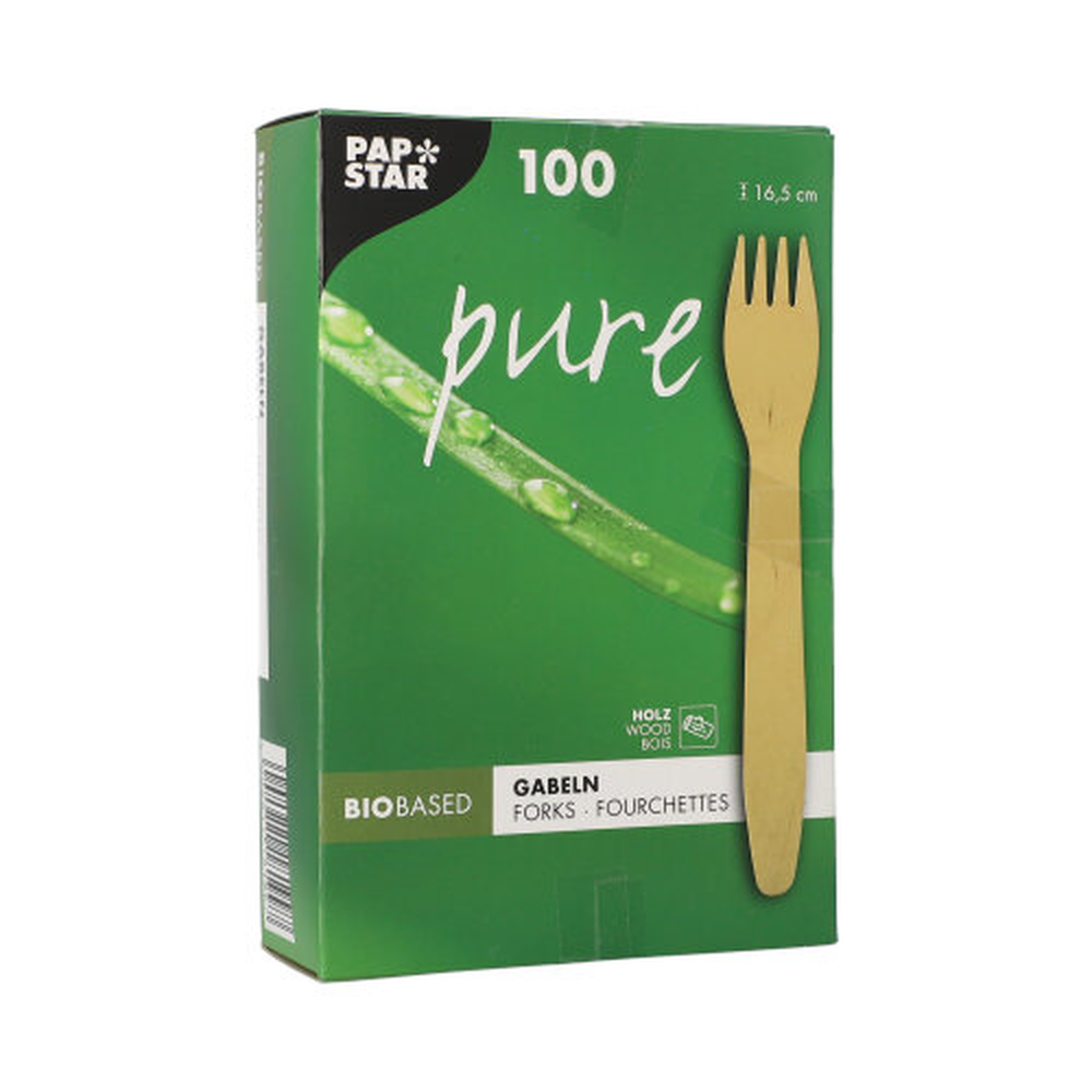 Papstar Gabeln, Holz "pure" 16,5 cm
