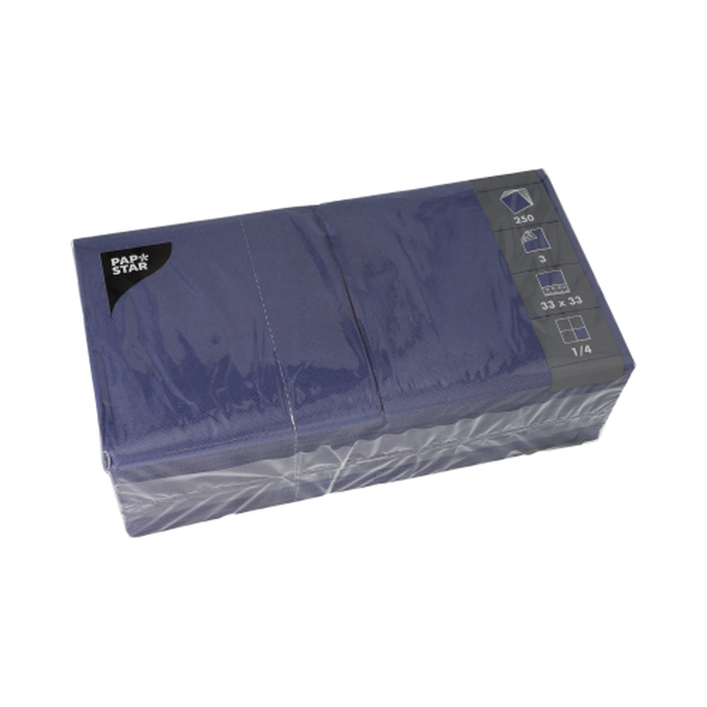 Papstar Servietten, 3-lagig 1/4-Falz 33 cm x 33 cm dunkelblau