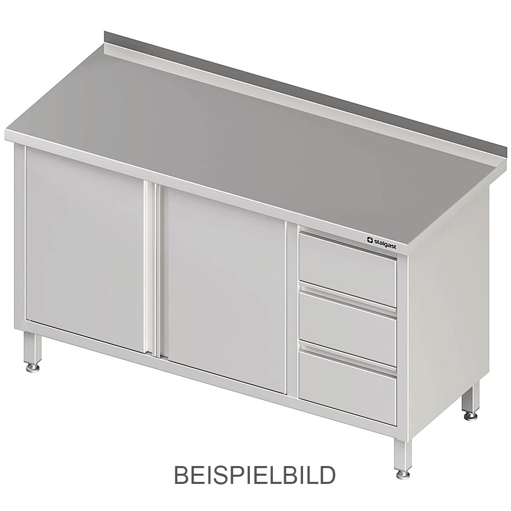 Stalgast Arbeitsschrank mit Flügeltüren, 1700x600x850 mm, mit 3er Schubladenbloc