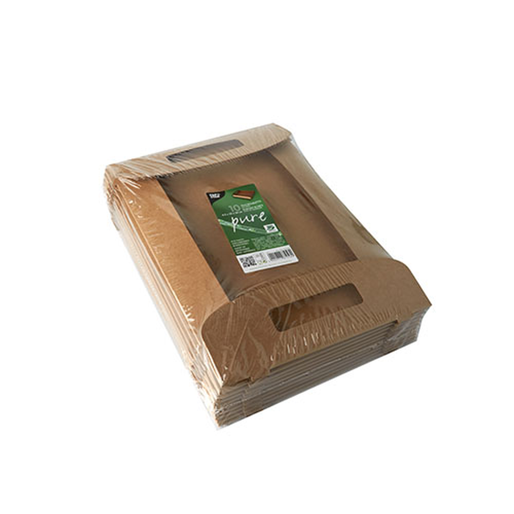 Papstar Tragetabletts, Pappe "pure" 4,5 cm x 35 cm x 24 cm braun "100% Fair"