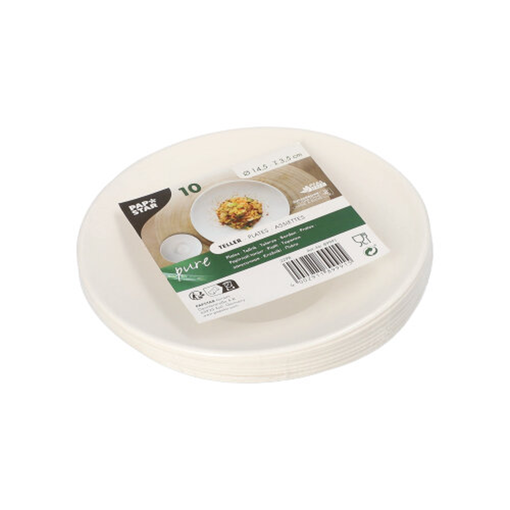 Papstar Teller Zuckerrohr "pure" rund Ø 14,5 cm · 3,5 cm weiss "Cella"