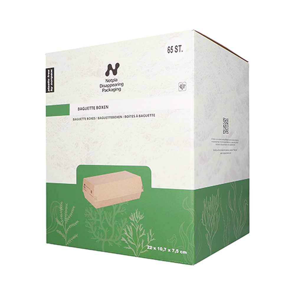 Papstar Baguetteboxen, Pappe "NOTPLA" 7,5 cm x 10,7 cm x 22 cm braun