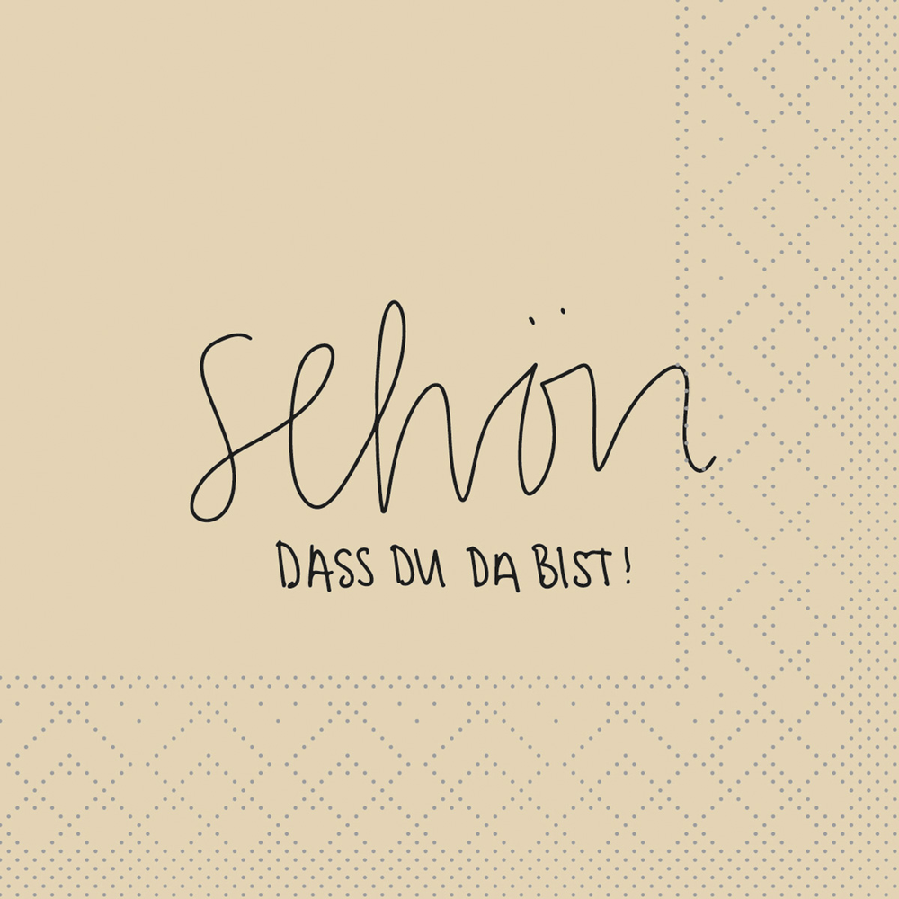 Mank Serviette Schön, dass du da bist recycling 24 x 24 cm 1/4 Falz