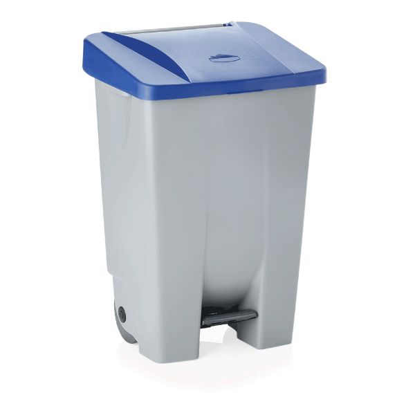 WAS Tretabfallbehälter mit blauem Deckel, 80 ltr., 41 x 50 x 74 cm, Polyethylen