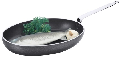 Contacto Pfanne oval 36 cm, Aluminium mit Edelstahlgriff