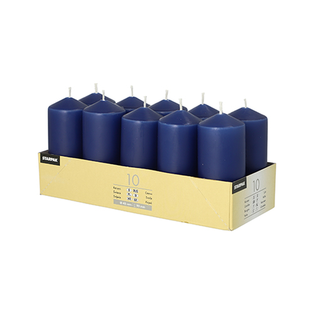Papstar Stumpenkerzen Ø 40 mm · 90 mm dunkelblau