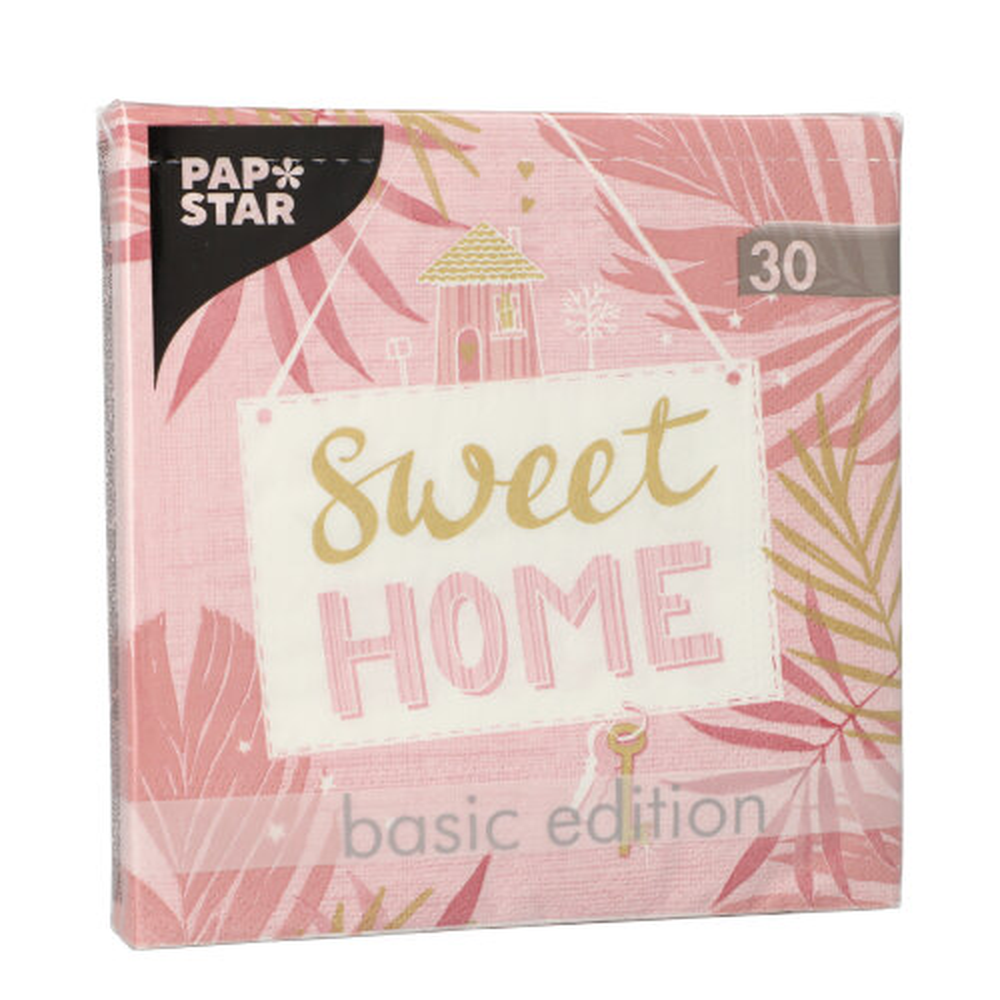 Papstar Servietten, 3-lagig 1/4-Falz 33 cm x 33 cm rosa "Sweet Home"