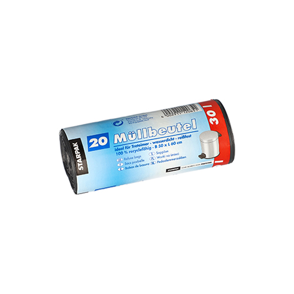Papstar Müllbeutel, LDPE 30 l 60 cm x 50 cm grau