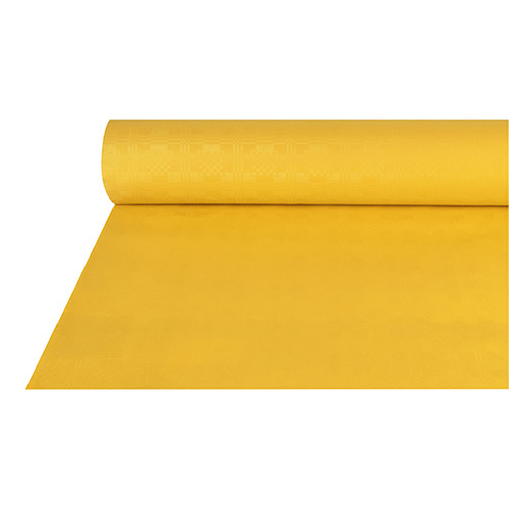 Papstar Papiertischtuch mit Damastprägung 50 m x 1 m gelb