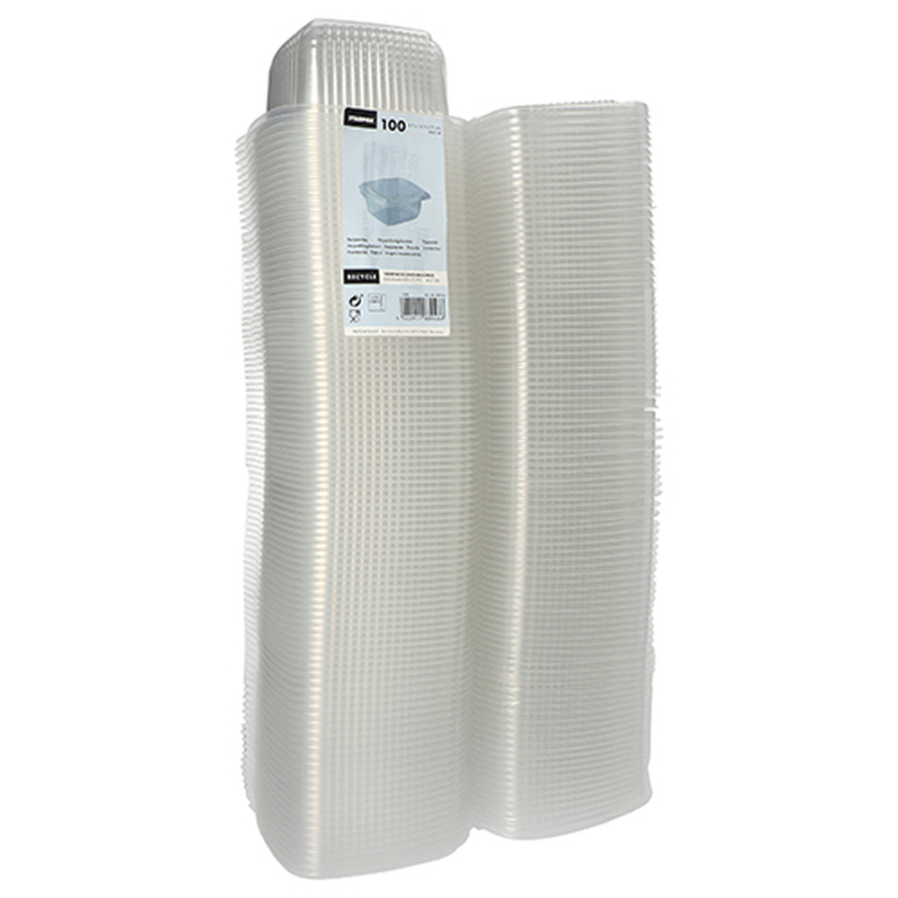PAPSTAR Verpackungsbecher mit Klappdeckeln, PP rechteckig 500 ml 6,3 cm x 12