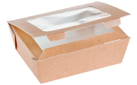 Pacovis Food Box Kraft braun gross mit, Sichtfenster, 120x160x60mm
