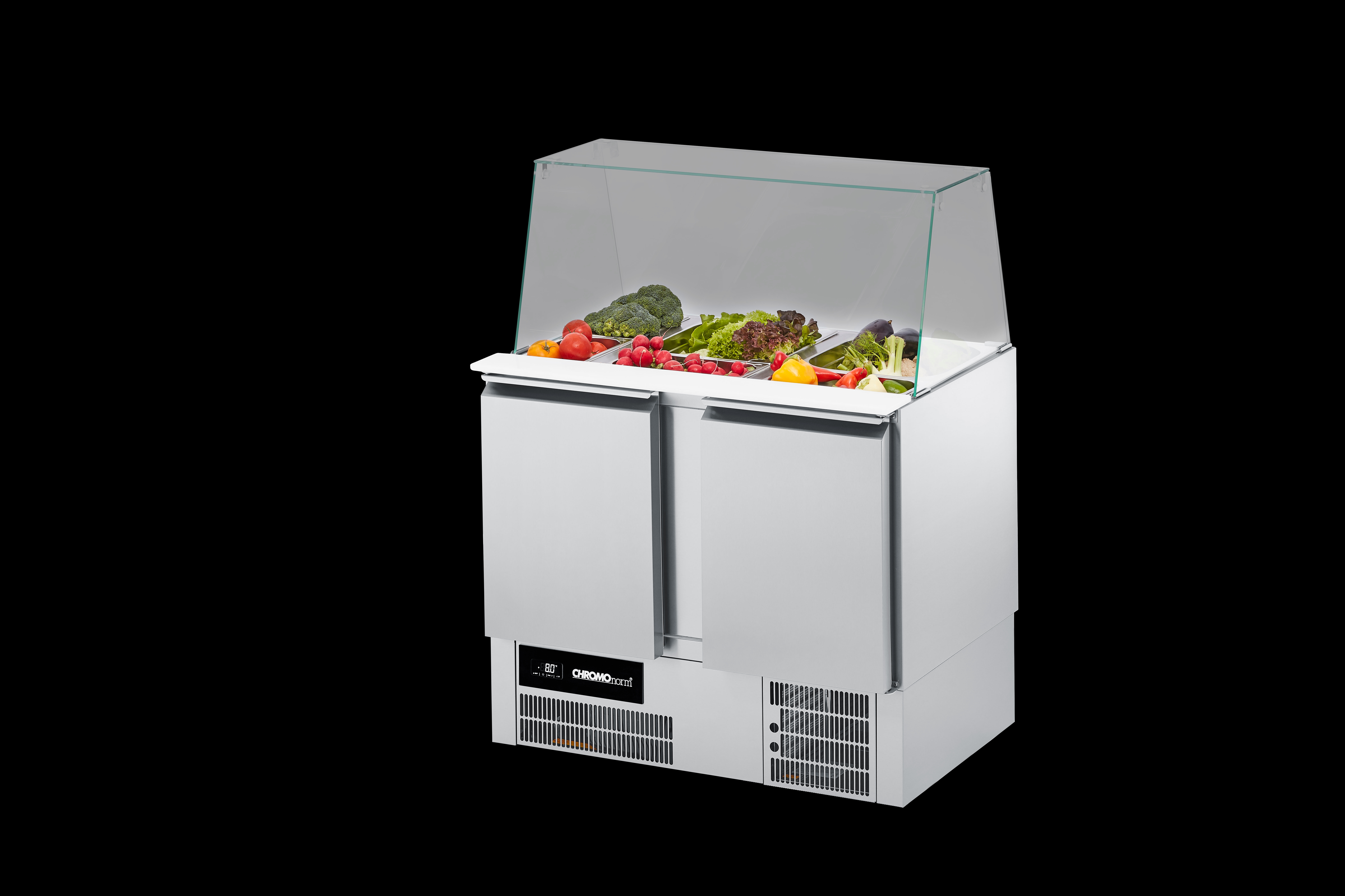 Chromonorm Belegstation / Pizzakühltisch BR 795, GN 1/1, 2 Türen - 950x680x830/1