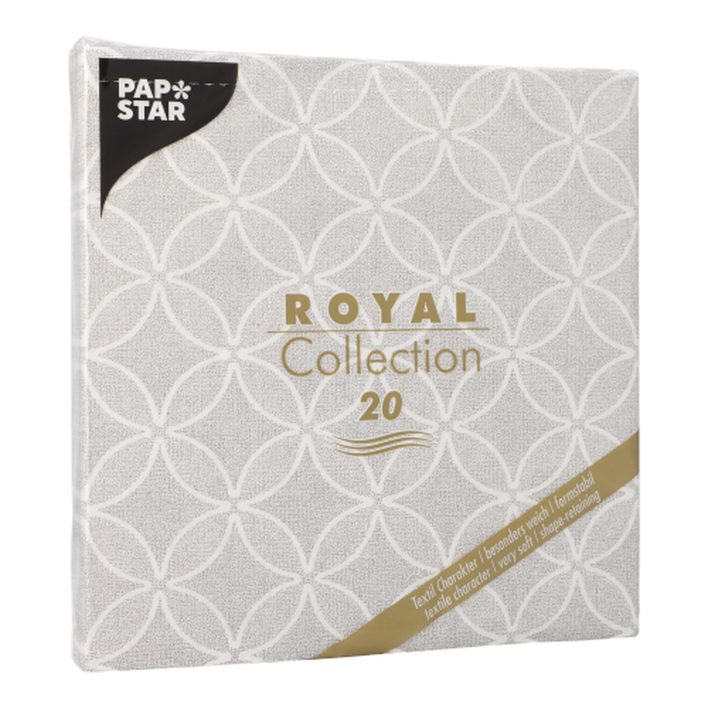 PAPSTAR Servietten ROYAL Collection 1/4-Falz 40 cm x 40 cm grau Circle Fl