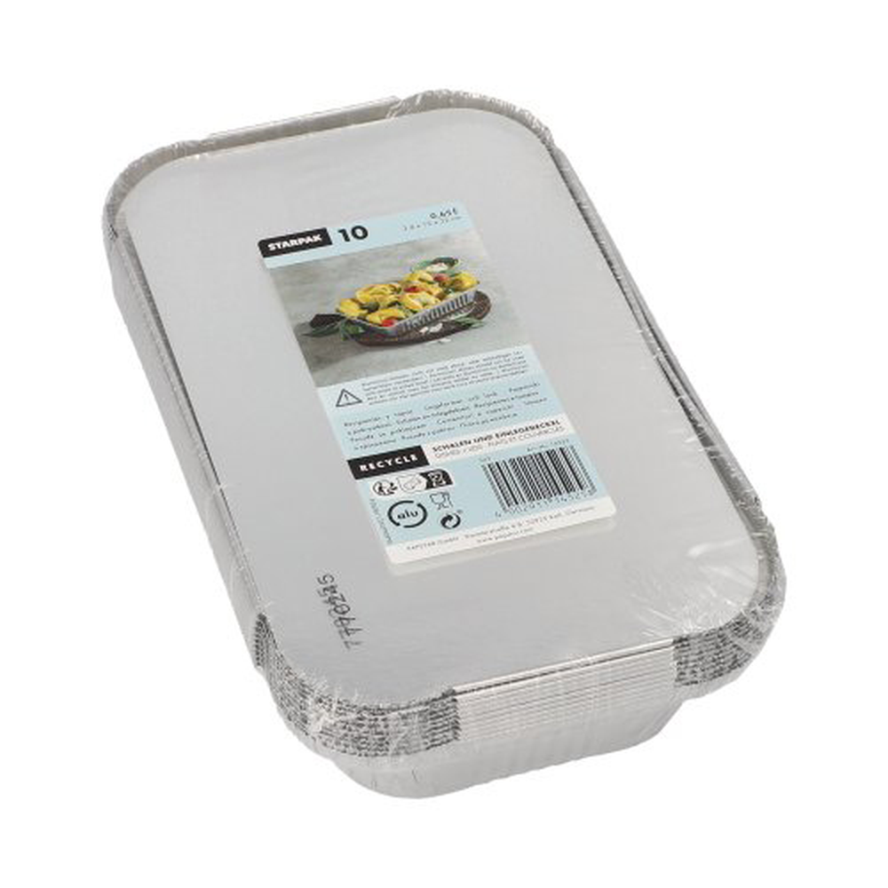 PAPSTAR Schalen, Alu + Einlegedeckel, PP-beschichtet eckig 0,65 l 3,4 cm x 13