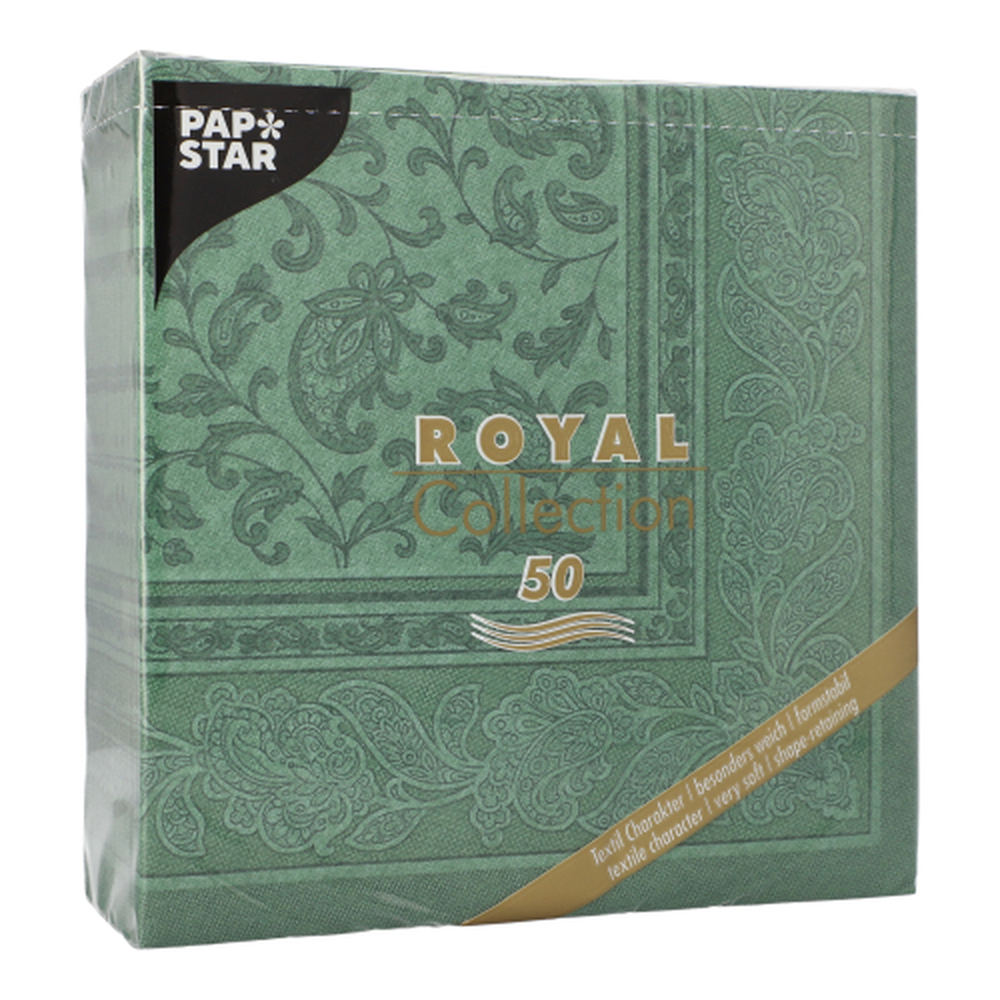 PAPSTAR Servietten ROYAL Collection 1/4-Falz 40 cm x 40 cm dunkelgrün Orn