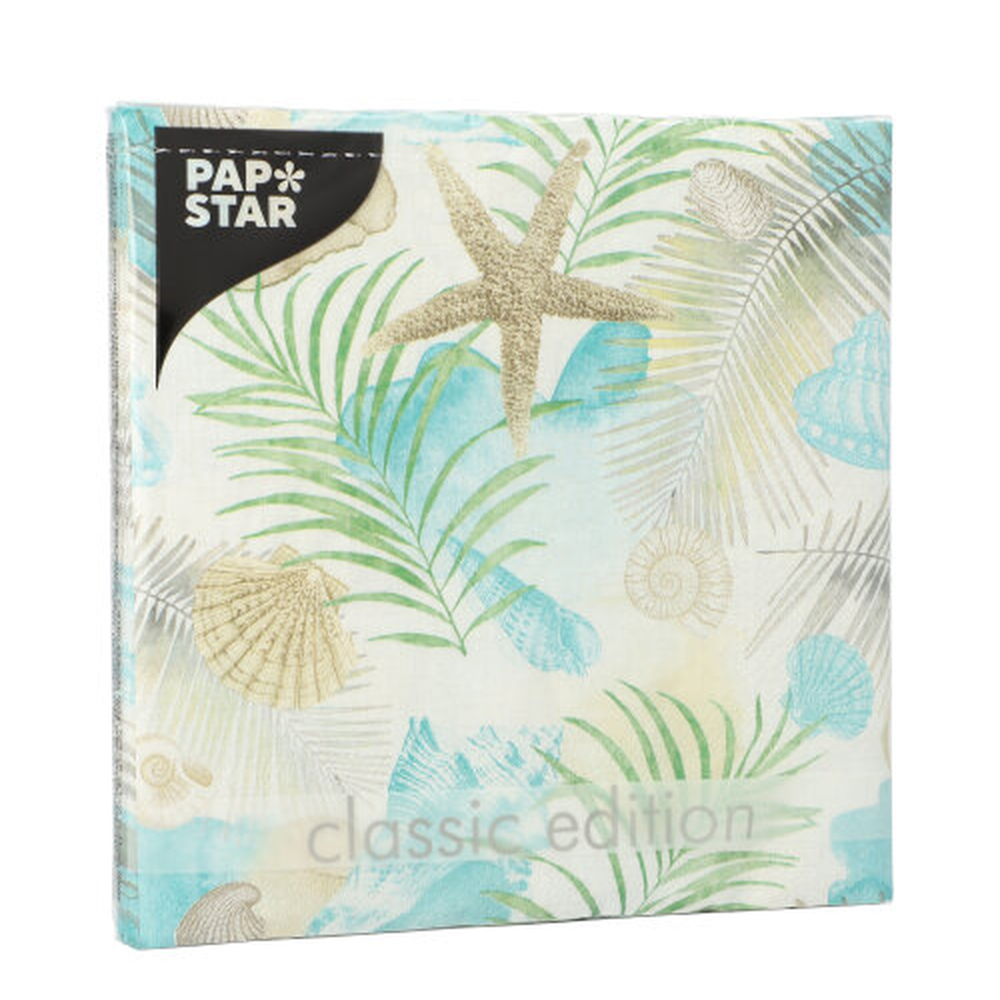Papstar Servietten, 3-lagig 1/4-Falz 33 cm x 33 cm "Seaside"