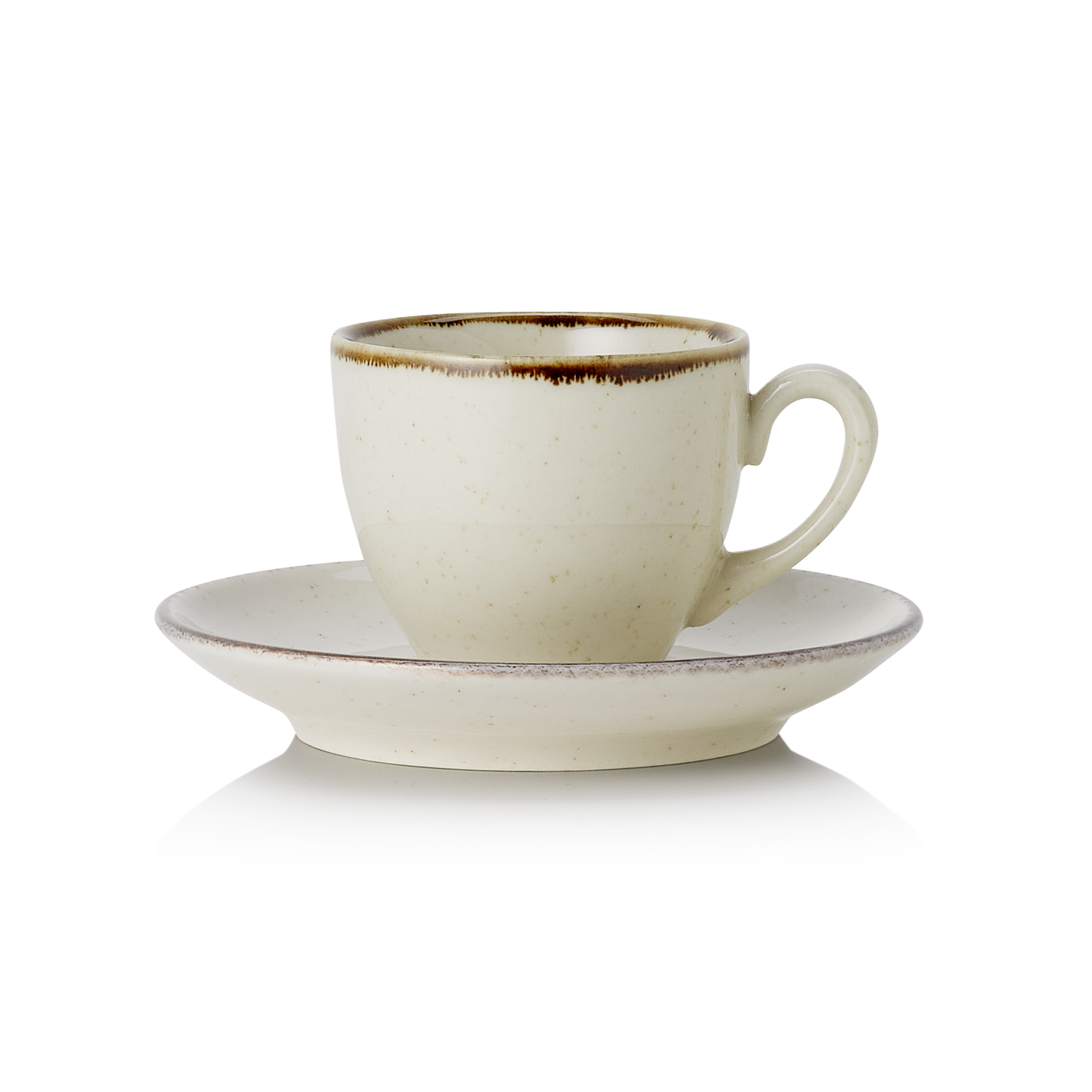 WAS Espresso- und Untertasse Set SMILLA SAND, 90 ml, Set á 6 Stück, sand, Porzel