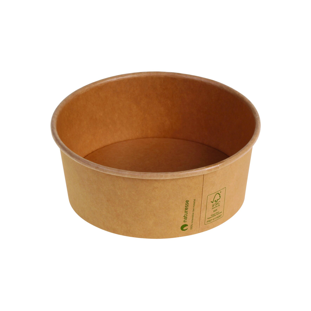 Pacovis Salatschalen Kraft/PLA, 690ml, Ø150x60mm, naturesse