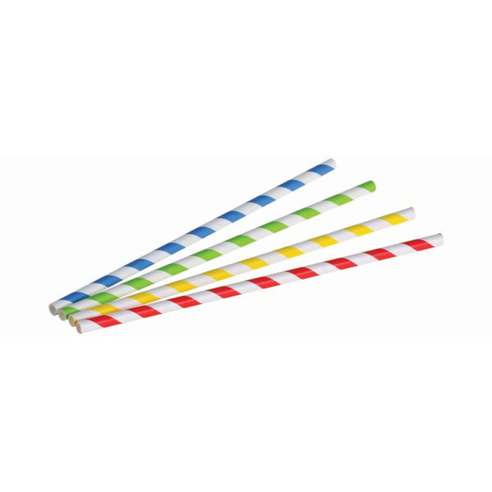 Pacovis Trinkhalm Papier 6x200mm, farbig assortiert