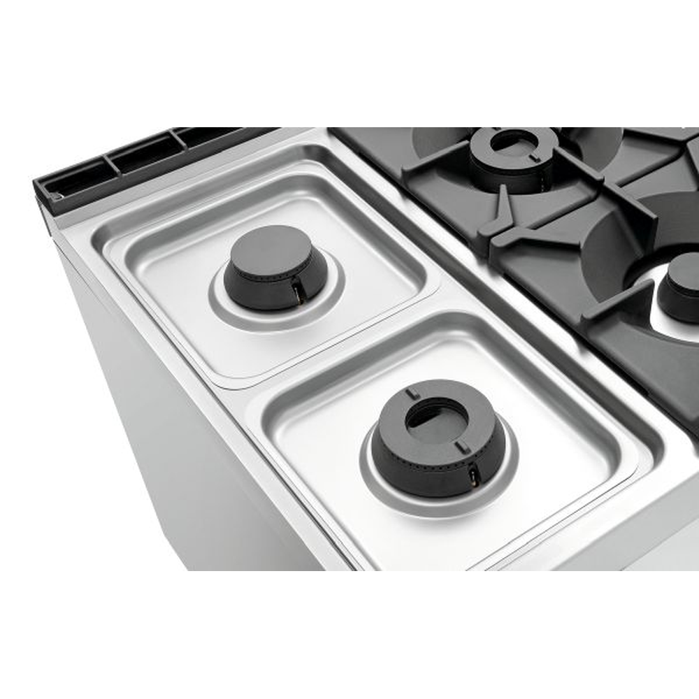 Bartscher 6 Flammen Gasherd mit Elektroback-