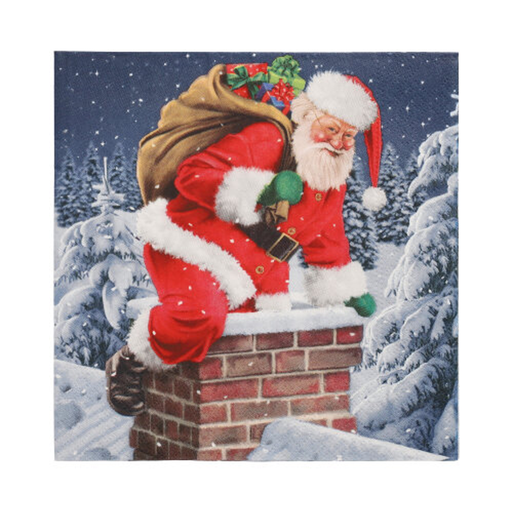 Papstar Servietten, 3-lagig 1/4-Falz 33 cm x 33 cm "Down the Chimney"
