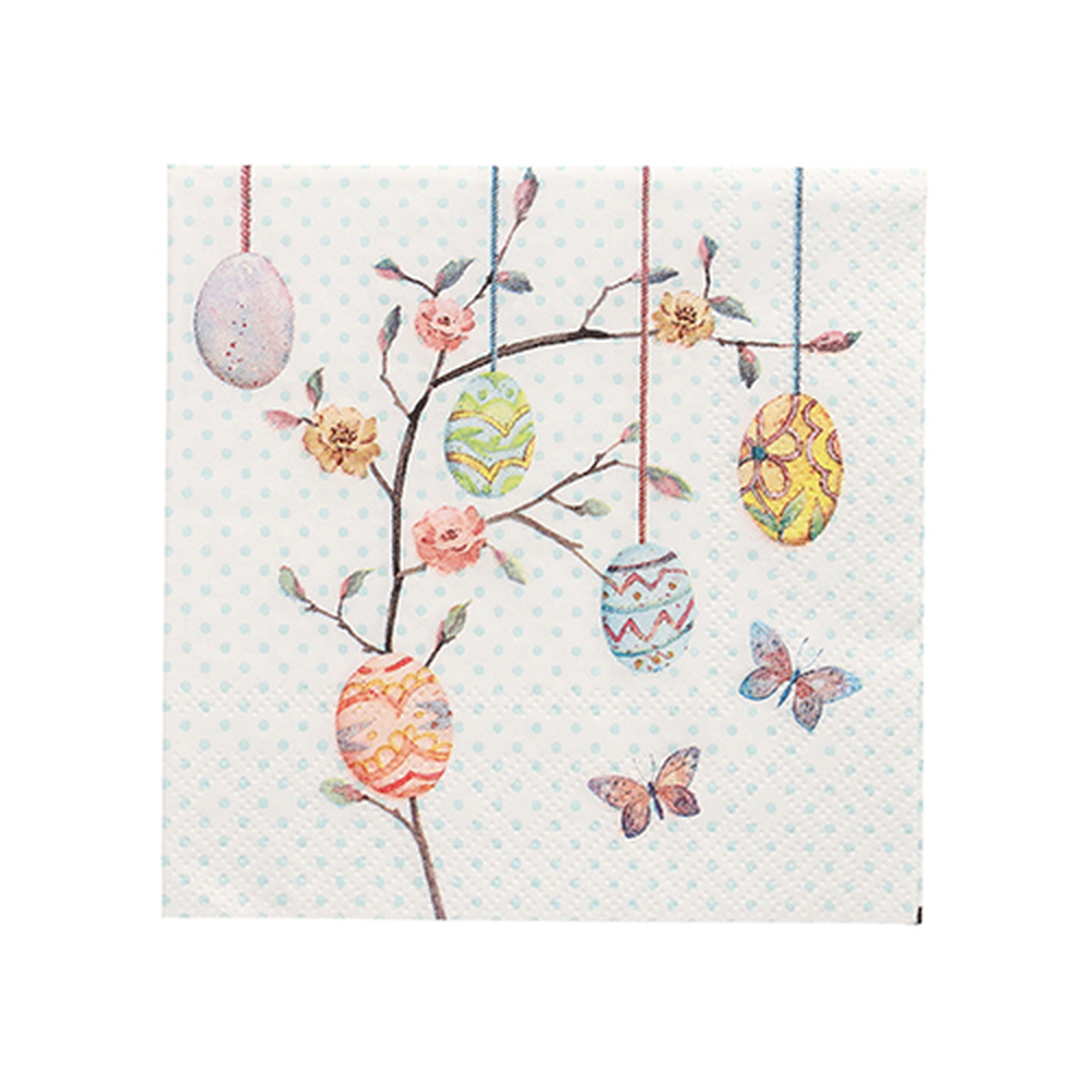 Papstar Servietten, 3-lagig 1/4-Falz 25 cm x 25 cm "Easter Branch"