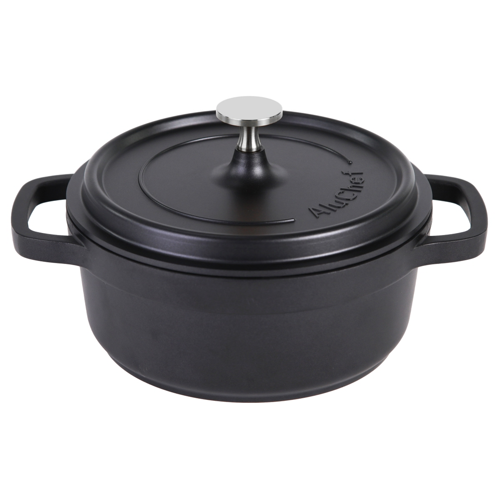 Contacto AluChef Cocotte, rund 20 cm / schwarz Durchmesser innen: 20 cm, Höhe: