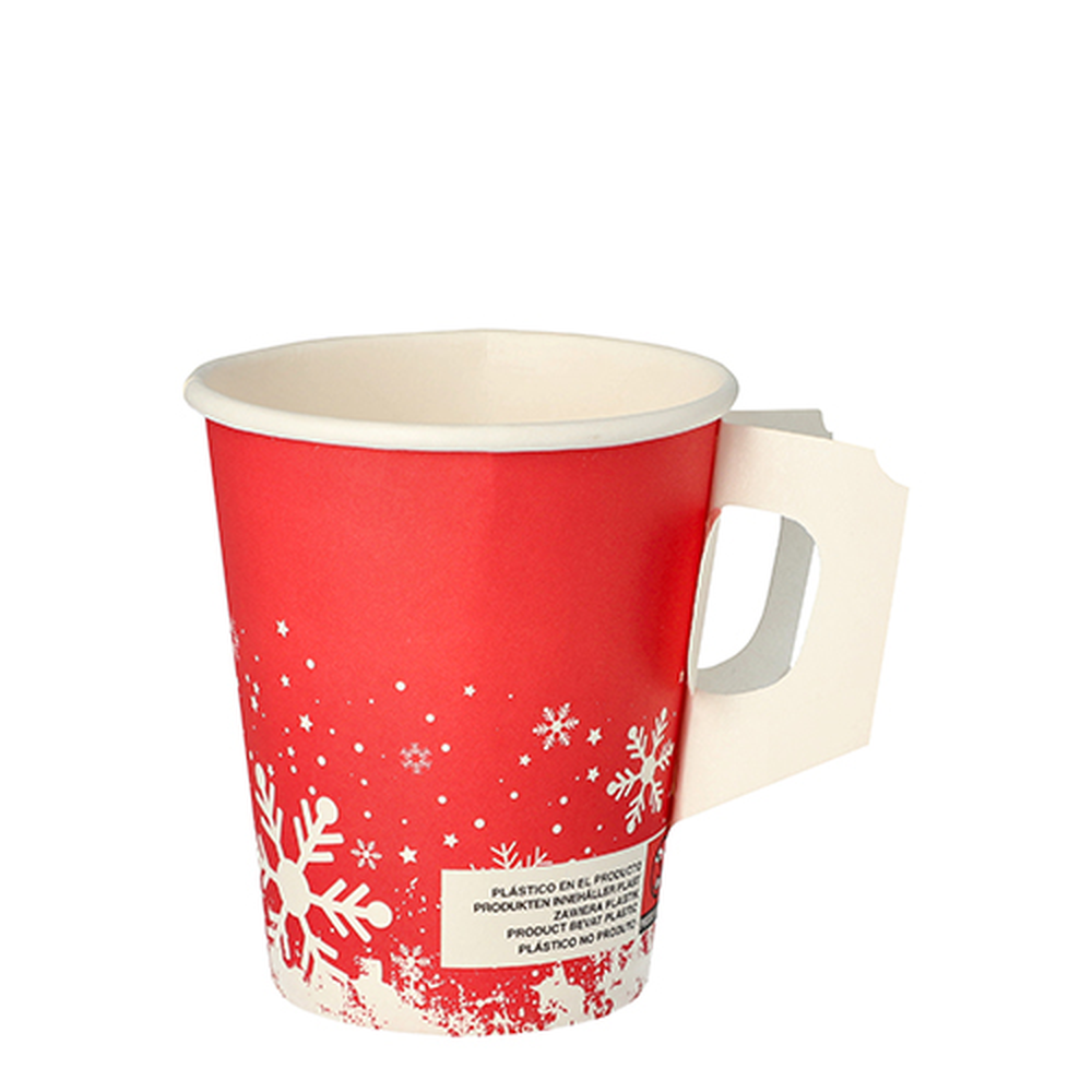 Papstar Trinkbecher mit Henkel, Pappe 0,2 l Ø 8 cm · 9,3 cm "Winter Time"