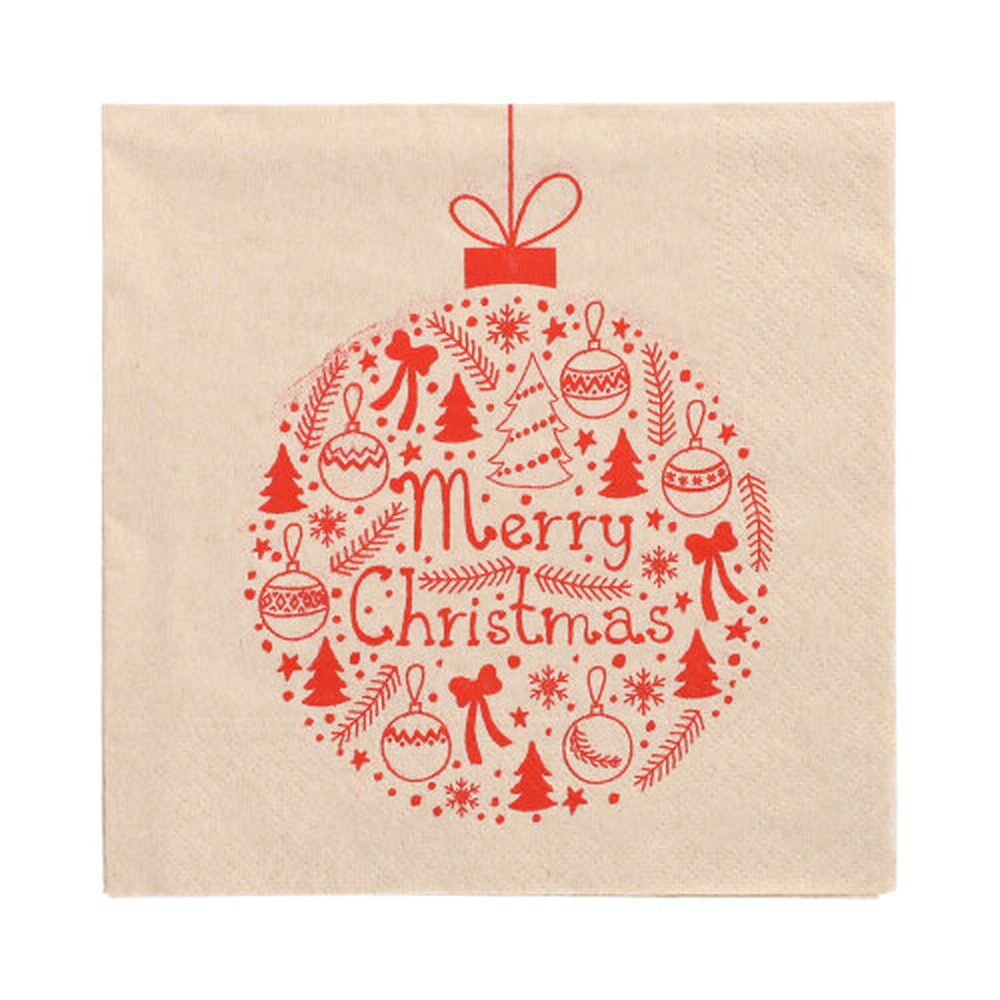 PAPSTAR Servietten, 3-lagig 1/4-Falz 33 cm x 33 cm natur Christmas Ball aus