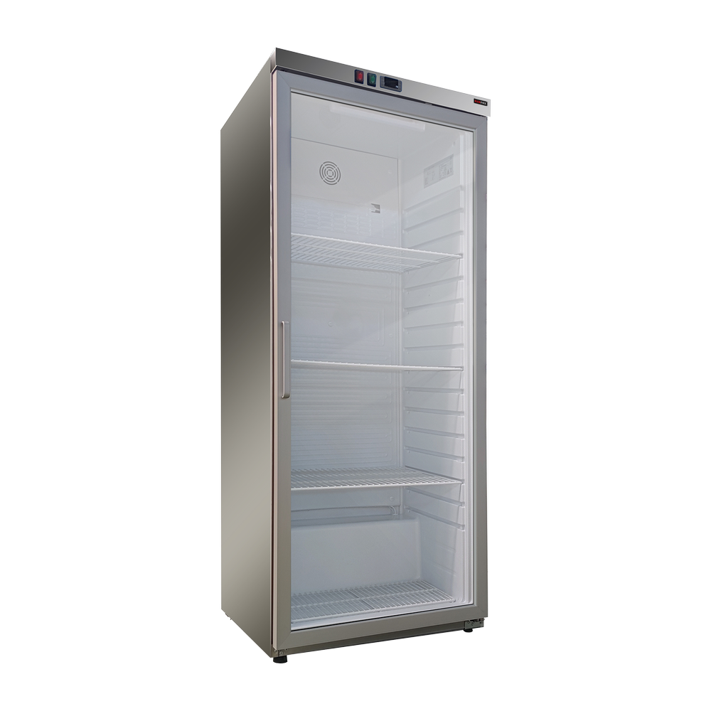 RM Gastro Kühlschrank 350 l, Glastür Türen, Edelstahl / REDFOX - DRR 400 GS