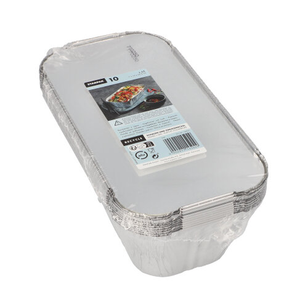 PAPSTAR Schalen, Alu + Einlegedeckel, PP-beschichtet eckig 1,5 l 7 cm x 13 cm