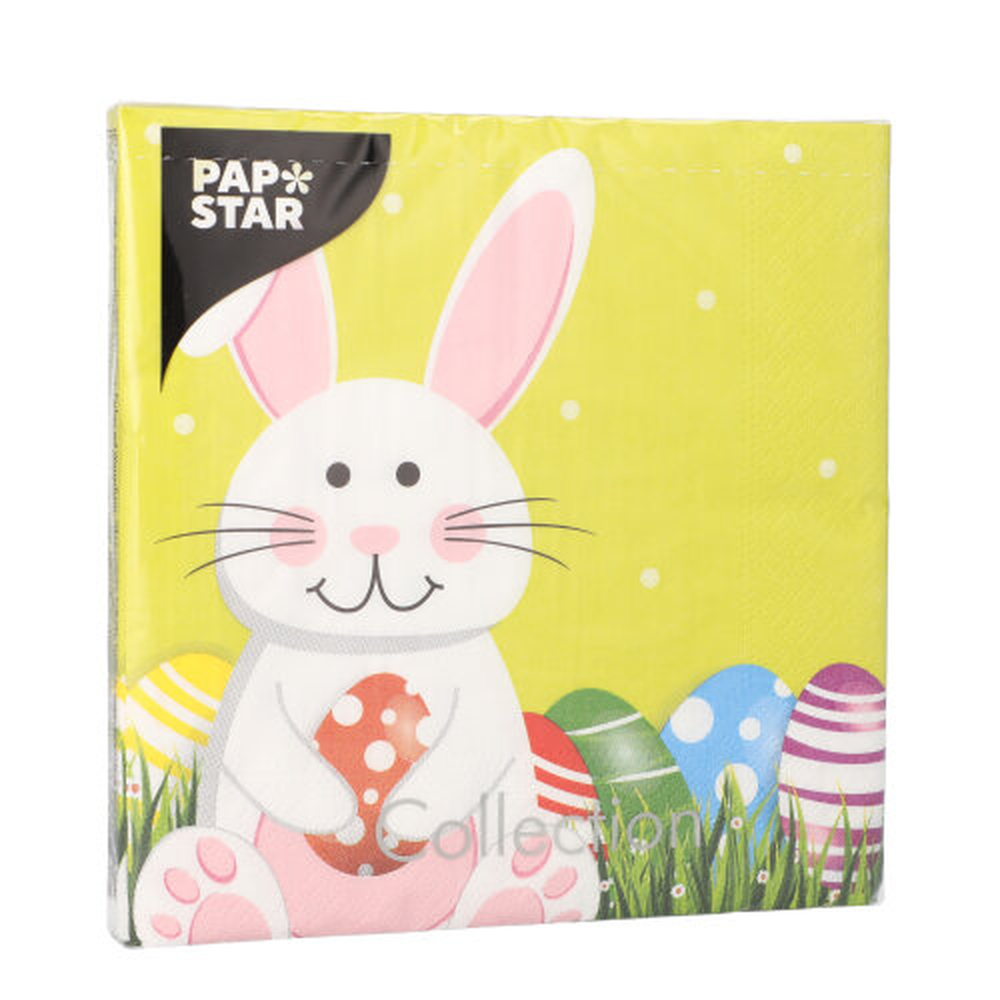 Papstar Servietten, 3-lagig 1/4-Falz 33 cm x 33 cm "Easter Bunny"