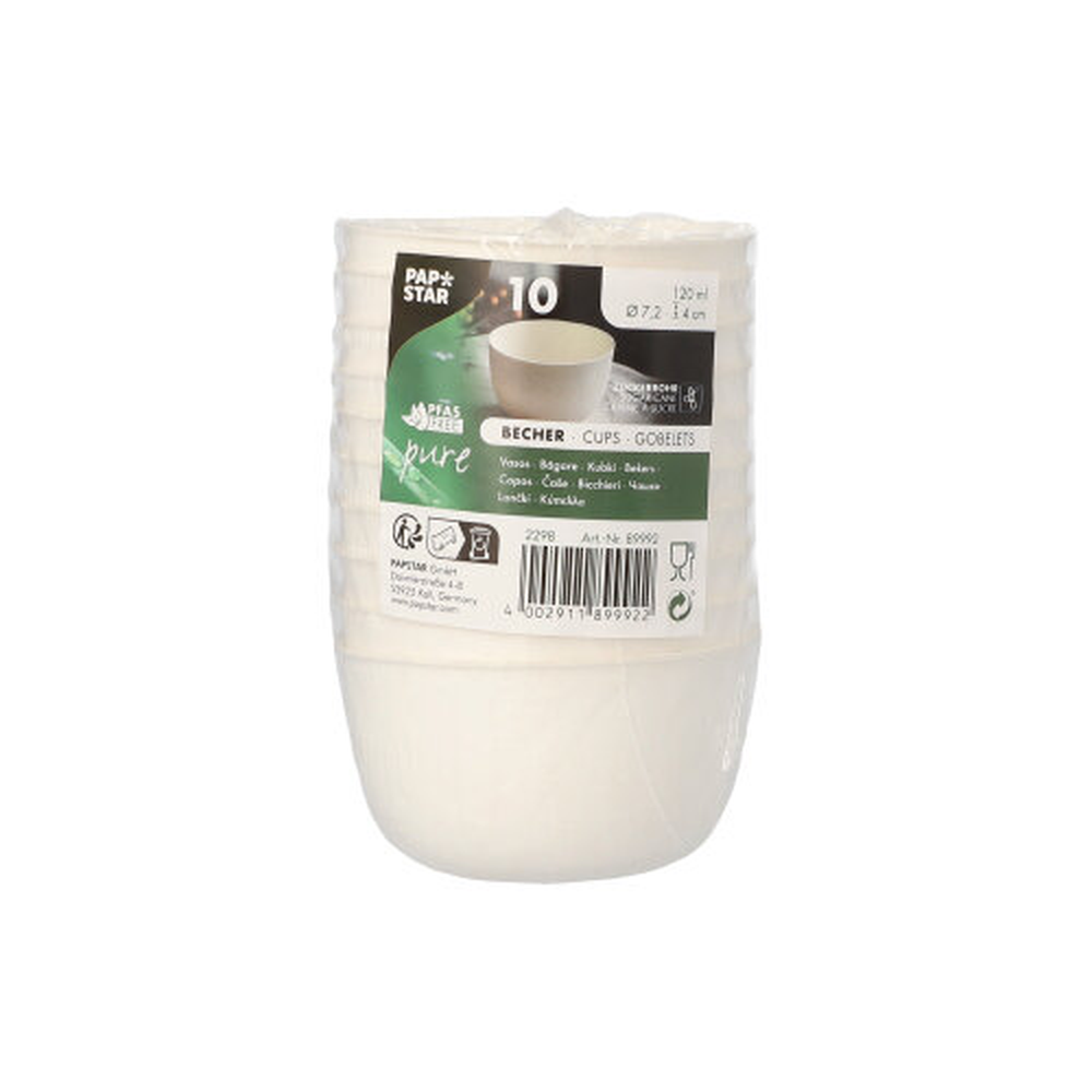 Papstar Schalen Zuckerrohr "pure" 120 ml Ø 7,2 cm · 4 cm weiss "Cella"