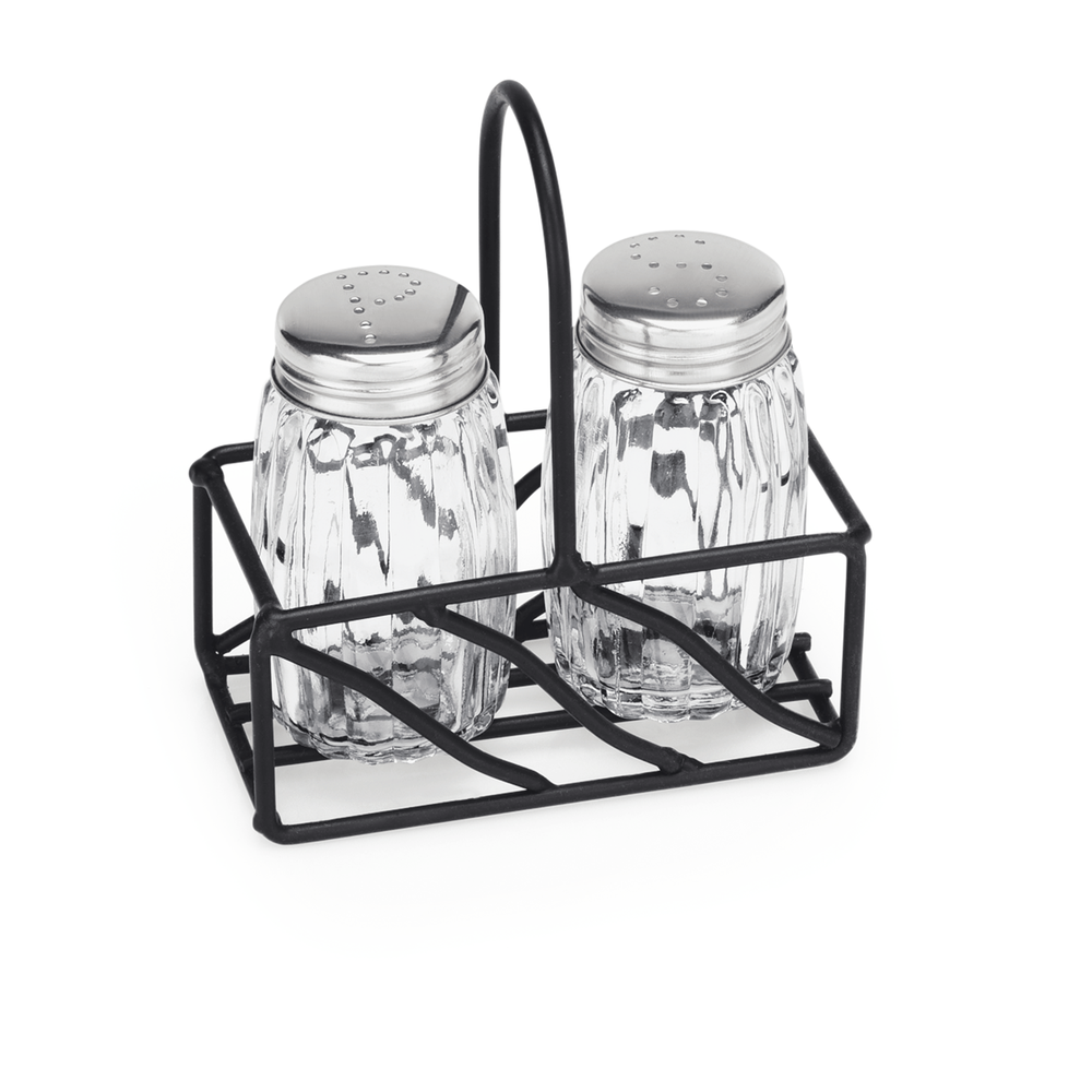 WAS Menage 2-teilig, Salz & Pfeffer, 9,5 x 5 cm, Edelstahl, Stahl, Glas