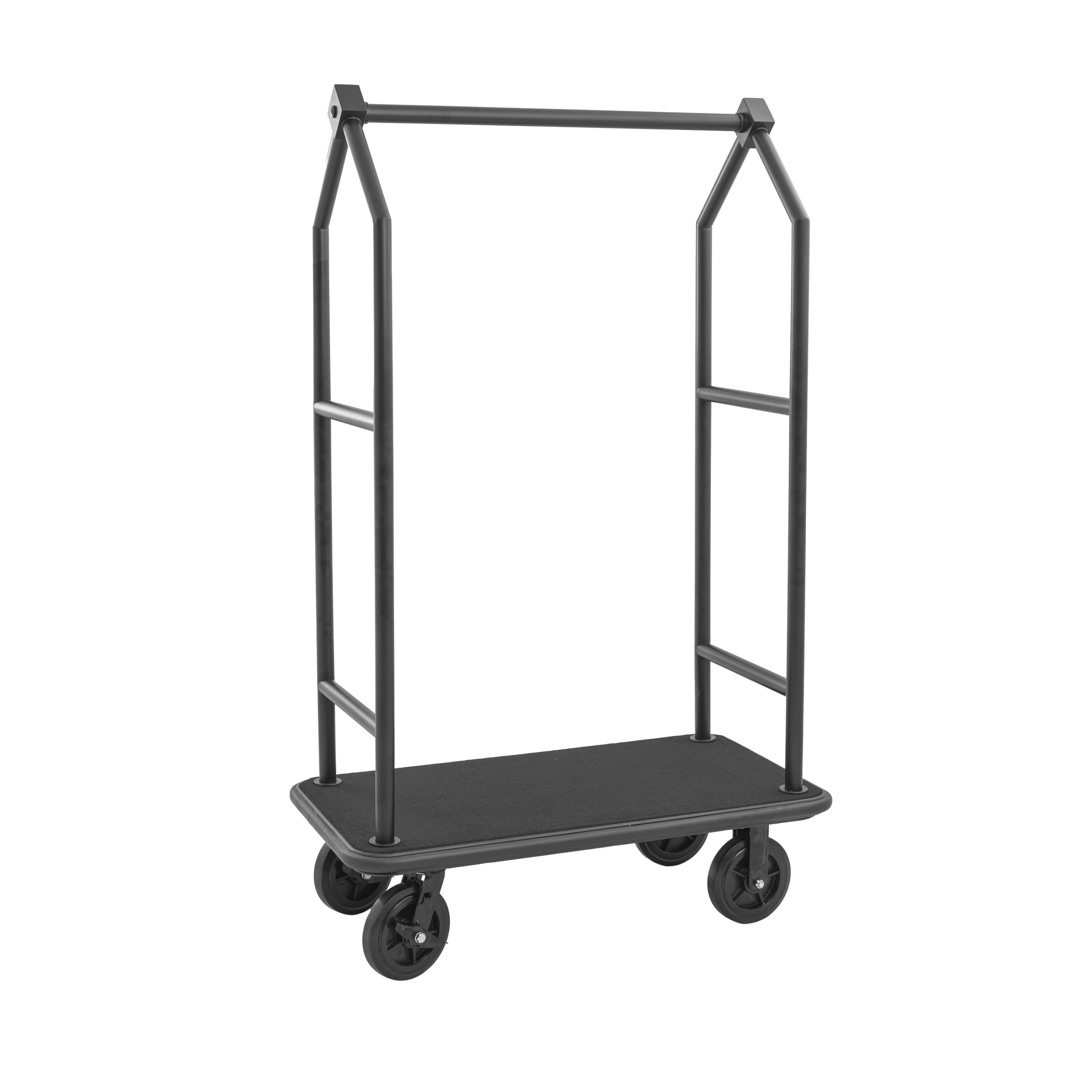 WAS Gepäckwagen VOYAGER, 112 x 65 x 190 cm, schwarz, schwarzer Teppich, Chromnic