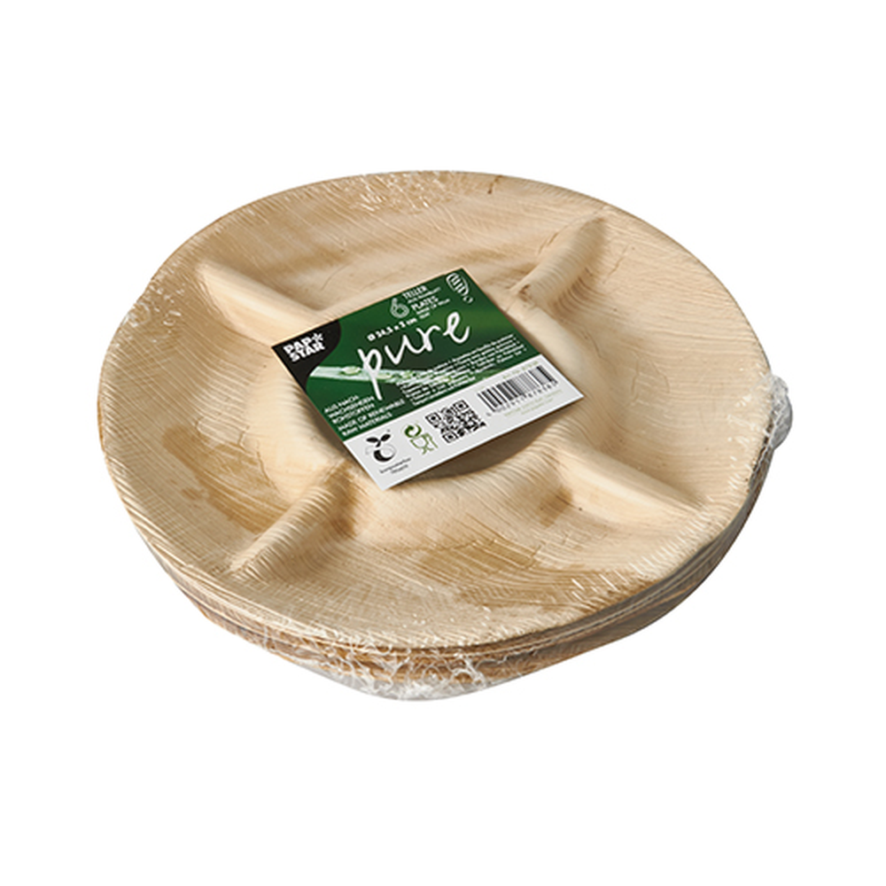 Papstar Teller, Palmblatt "pure" 5-geteilt Ø 24,5 cm · 2 cm
