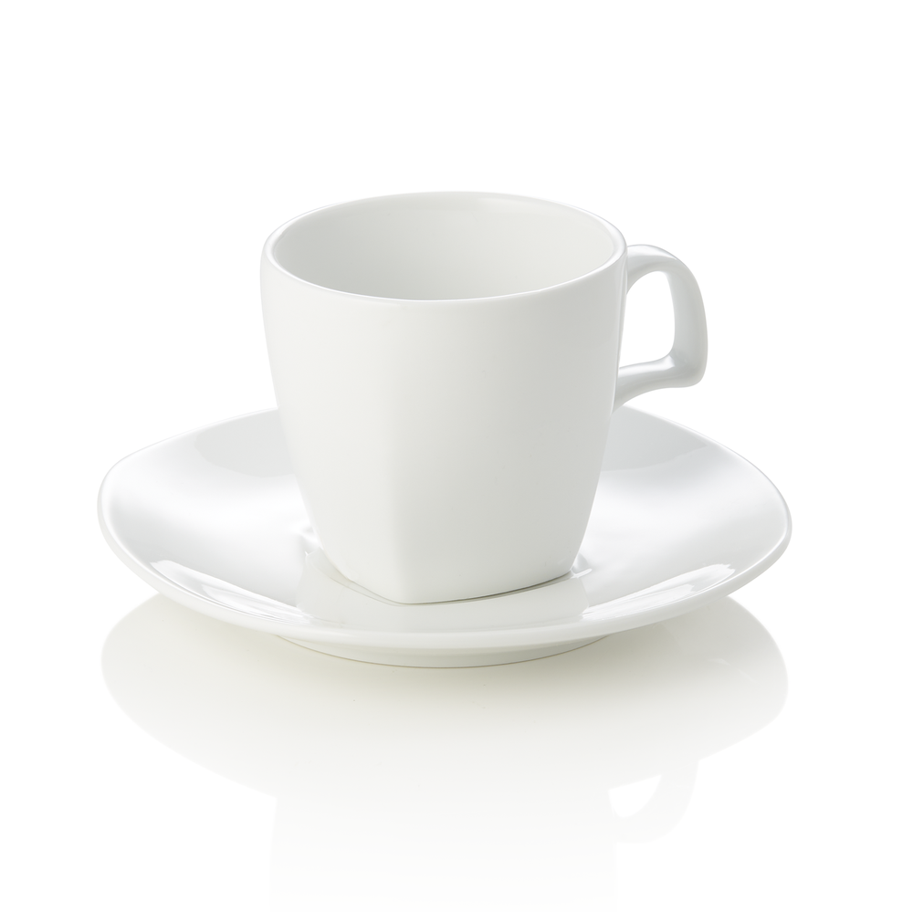 WAS Cappuccinotasse mit Untertasse Set, 180 ml, Set á 4 Stück, Porzellan