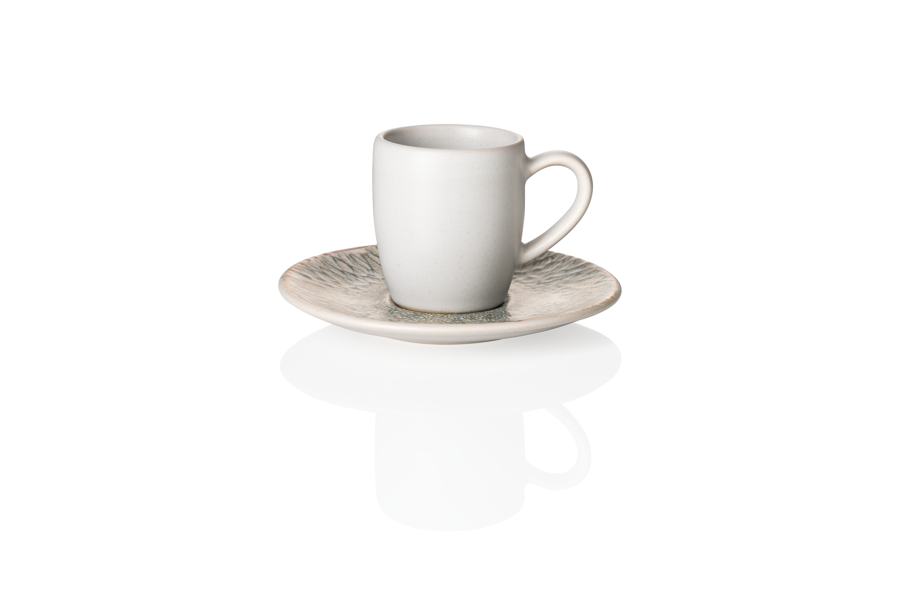 WAS Espresso- und Untertasse Set ROCKZZERO, 80 ml, Set á 6 Stück, iris, Steinzeu
