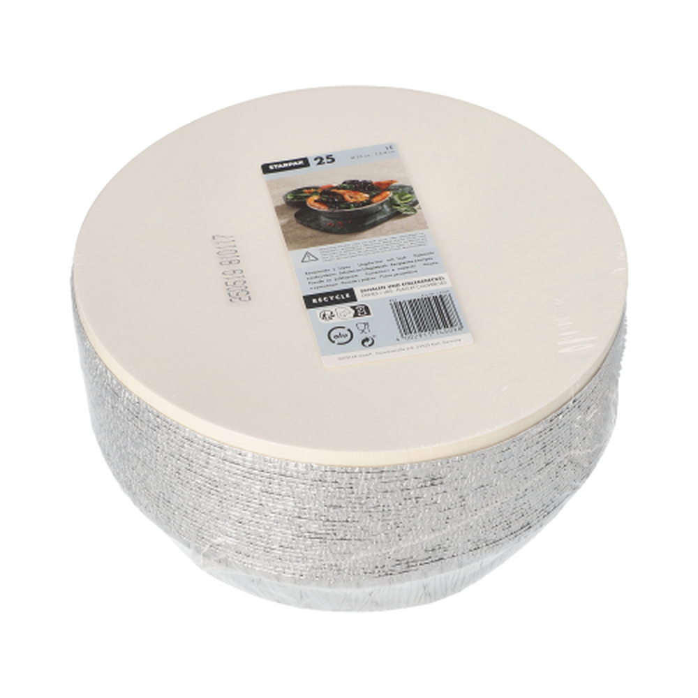 Papstar Schalen, Alu + Einlegedeckel, PE-beschichtet rund 1 l Ø 23 cm · 4,4 cm