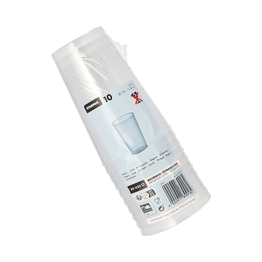 PAPSTAR Mehrweg-Trinkbecher PP 0,3 l Ø 7,8 cm · 11,8 cm transluzent unzerbrec