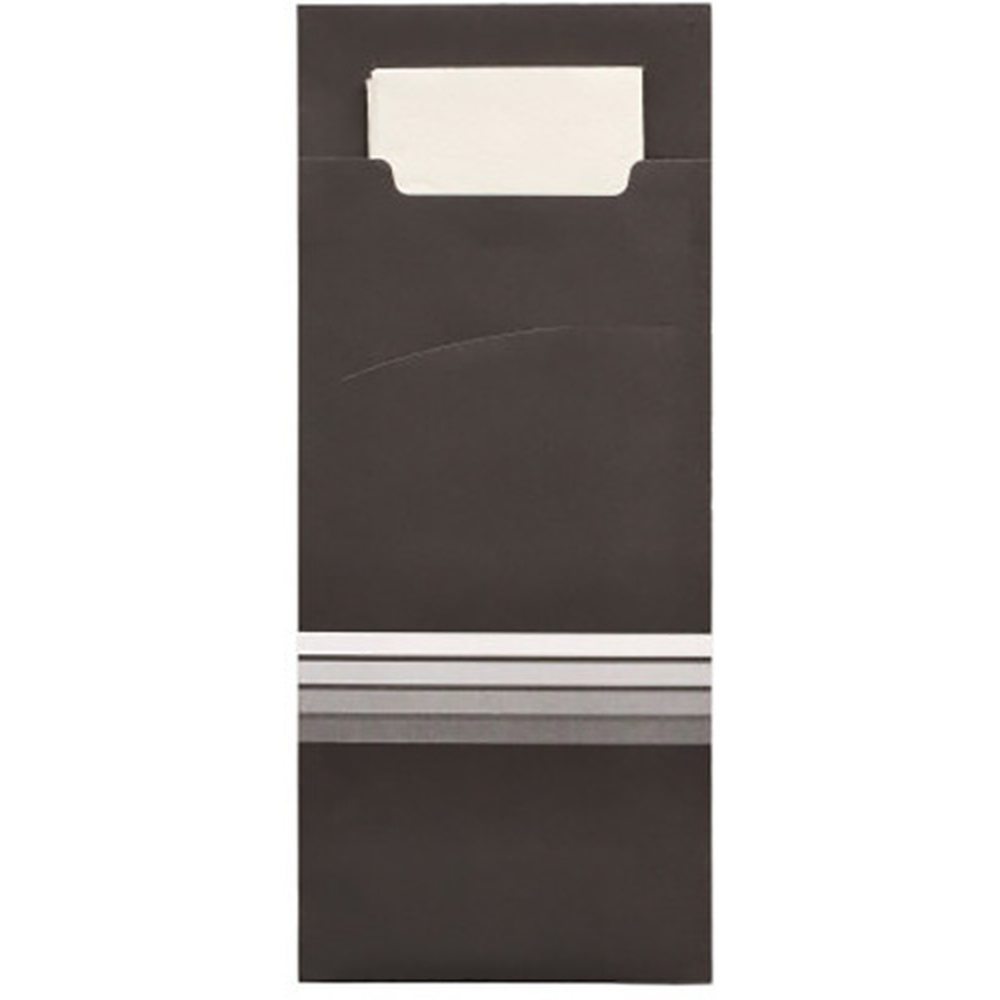 PAPSTAR Bestecktaschen 20 cm x 8,5 cm schwarz/weiss Stripes inkl. farbiger