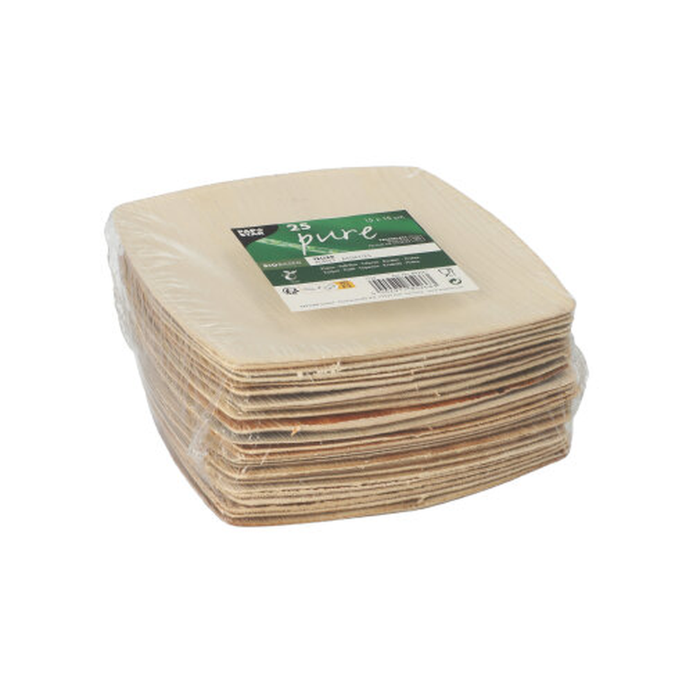 Papstar Teller, Palmblatt "pure" 15 cm x 15 cm natur "QUADRATO"